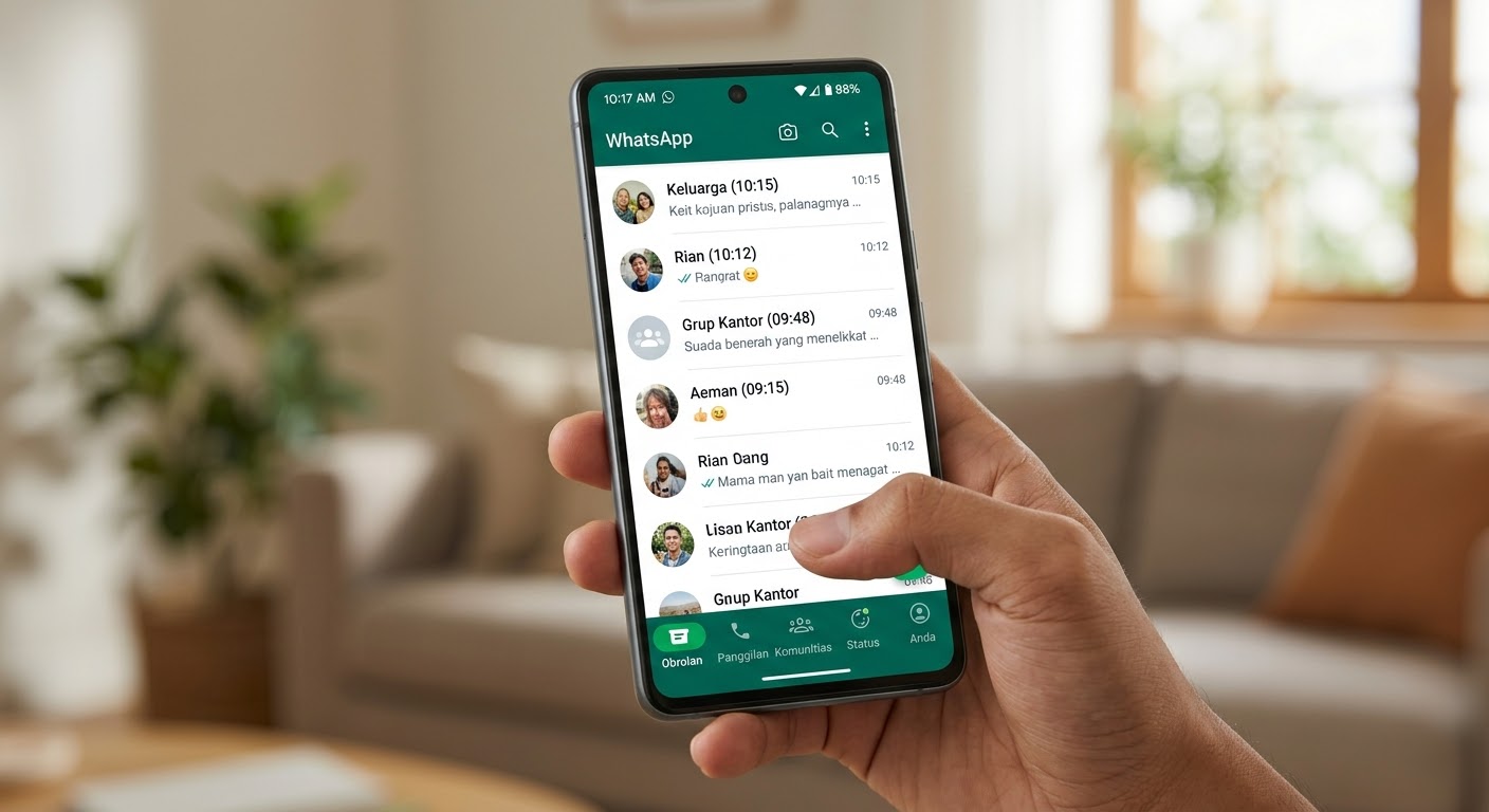 WhatsApp Ubah Tampilan Android, Navigasi Tab Pindah ke Bawah