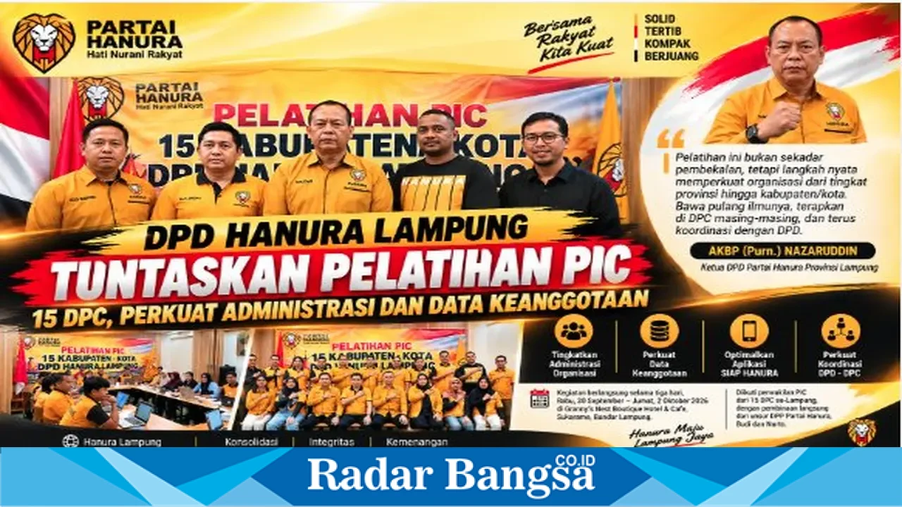 DPD Hanura Lampung Tuntaskan Pelatihan PIC, 15 DPC Dibekali Kelola Data Keanggotaan Lewat Aplikasi SIAP HANURA
