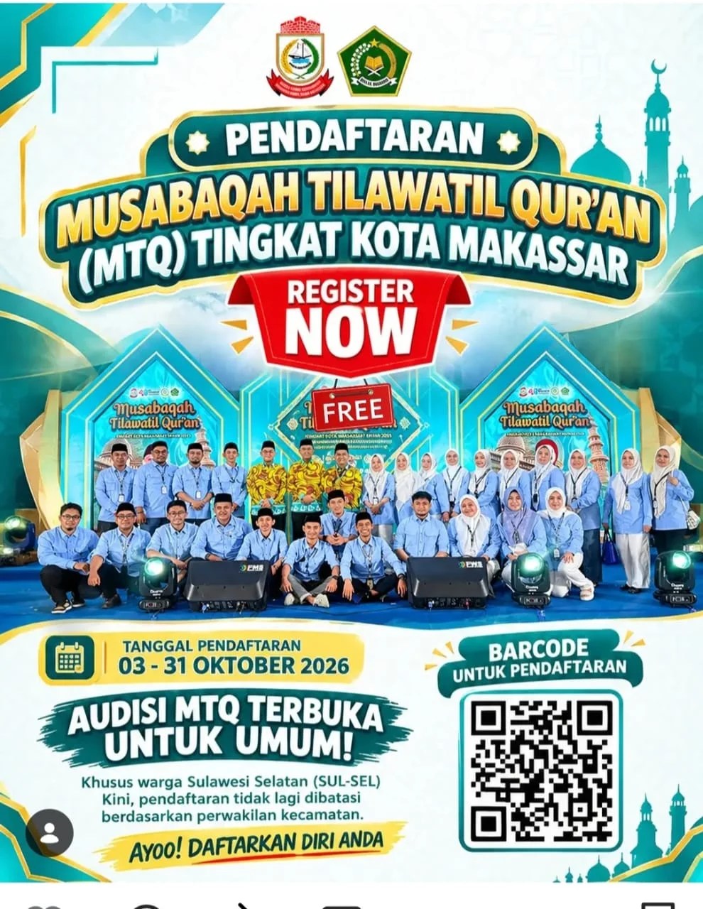 MTQ Makassar 2026 Dibuka Lewat Audisi Terbuka, Pendaftaran 3-31 Oktober 2026 Gratis via Daring
