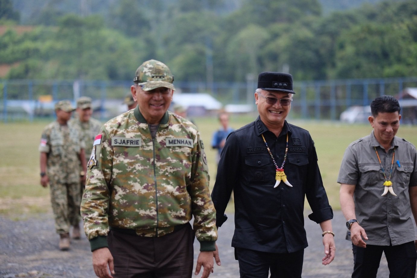 Bupati Malinau Sambut Menhan RI di Yonif TP 921/Alang Impang, Prioritaskan Jalan Perbatasan dan Ketahanan Pangan