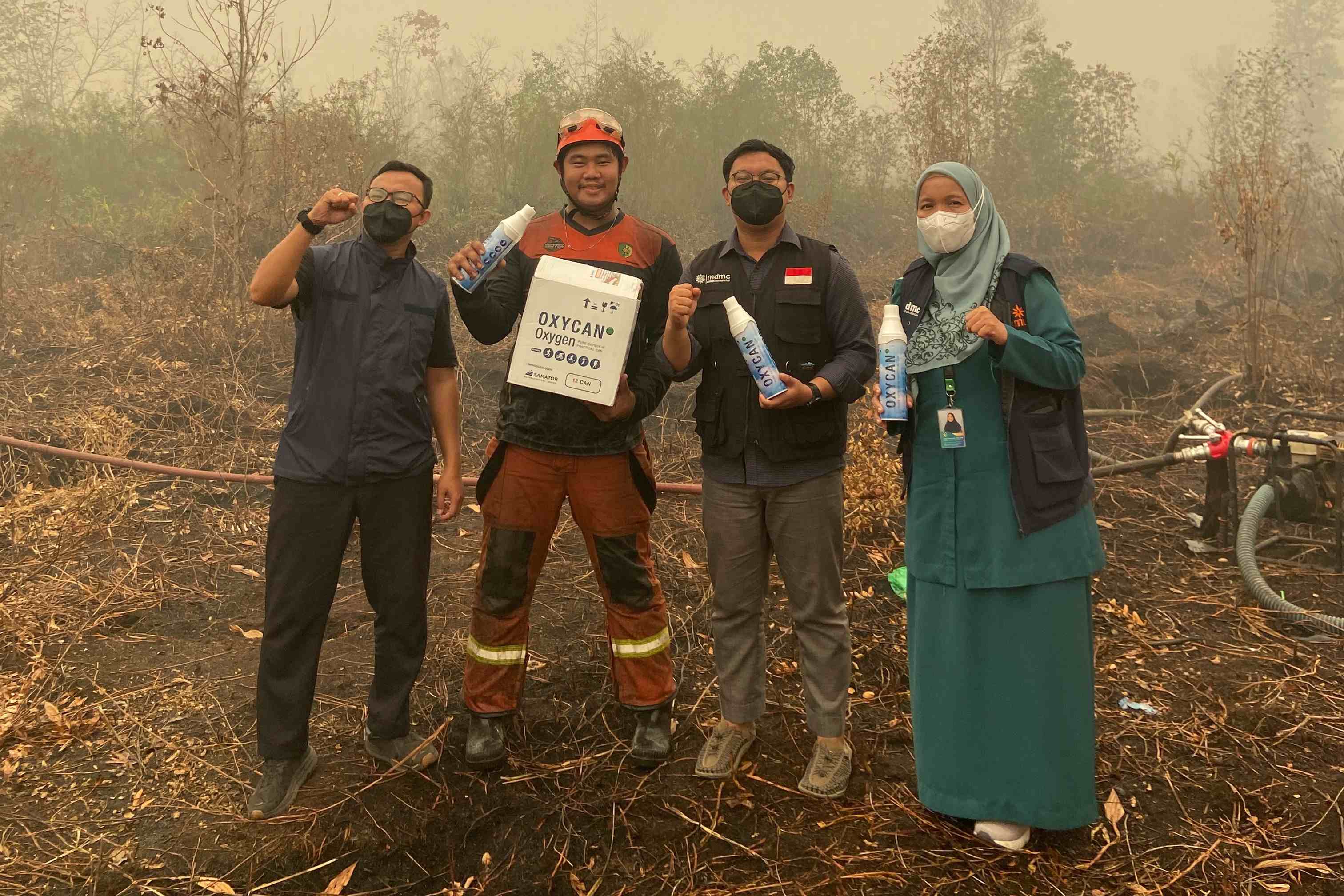 Muhammadiyah Kalteng Salurkan 250 Oxycan ke Relawan Karhutla di 4 Kabupaten