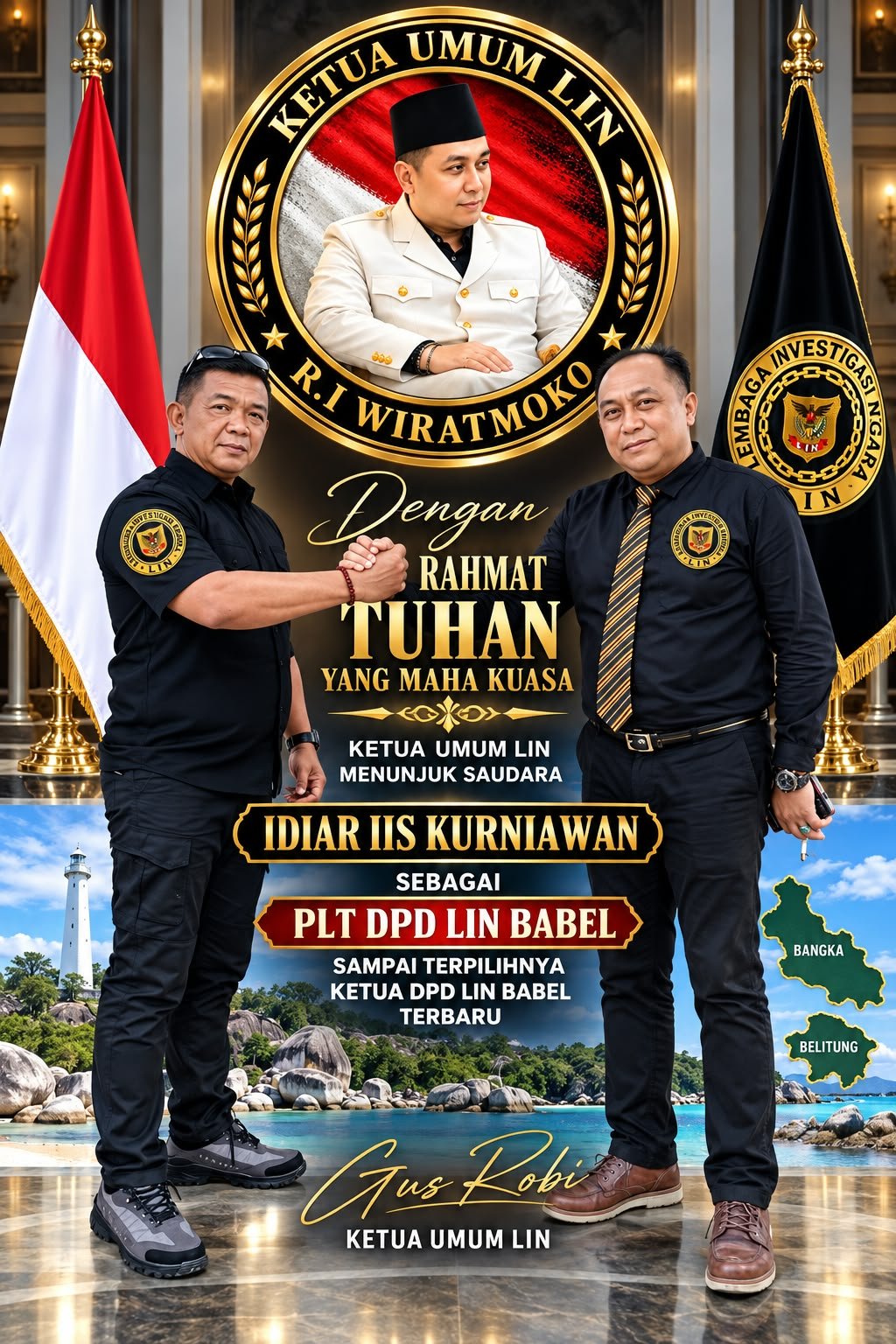Ketua Umum LIN Tunjuk Ketua DPC Bangka Induk Jadi PLT DPD Babel, Siapkan Musda 18 Oktober 2026