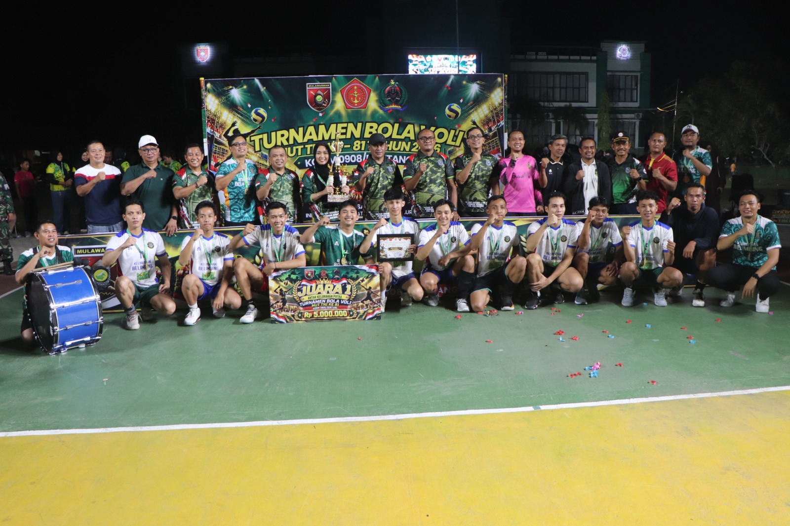 Kodim 0908/Bontang Tutup Turnamen Bola Voli HUT Ke-81 TNI, Belimbing dan Erista Juara