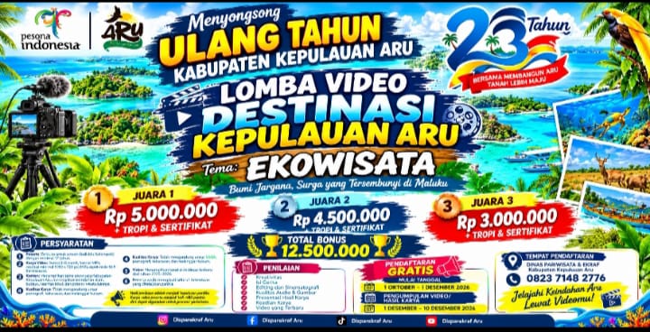 Disparekraf Kepulauan Aru Gelar Lomba Video Ekowisata, Hadiah Total Rp12,5 Juta untuk Juara 1-3