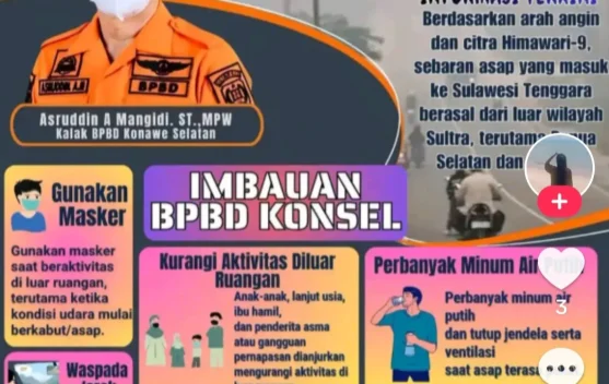 BPBD Konawe Selatan Imbau Warga Waspada Kabut Asap Kiriman, Minta Masker Dipakai Saat Beraktivitas di Luar