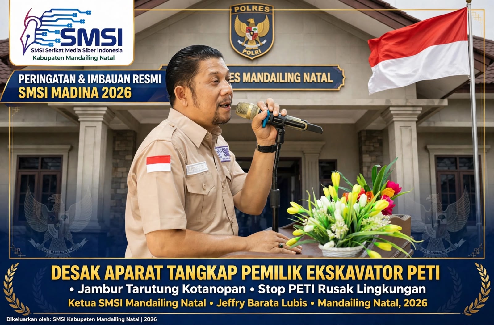 SMSI Madina Desak Polisi Tangkap Pemilik 3 Ekskavator PETI yang Dibakar Warga Jambur Tarutung Kotanopan