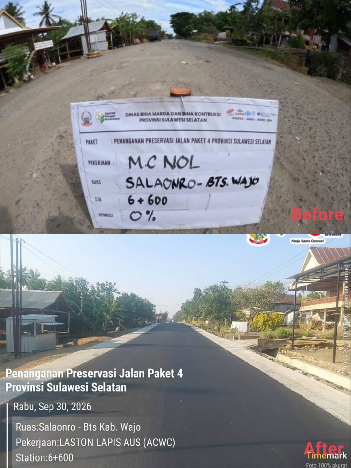 Ruas Jalan Salaonro Penghubung Soppeng-Wajo Rampung, 8,23 Km Kini Beraspal Mulus