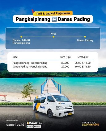 Warga Pangkalpinang Kini Bisa Naik DAMRI ke Danau Pading, Tarif Rp29.000 per Orang