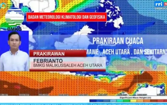 BMKG Malikussaleh Prakirakan Hujan Lebat Disertai Petir Guyur Langsa dan Bener Meriah Sore Ini