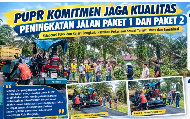 Kejari Bengkulu Kawal Proyek Jalan Paket 1 dan 2 Kota Bengkulu, Cek Mutu hingga Anggaran