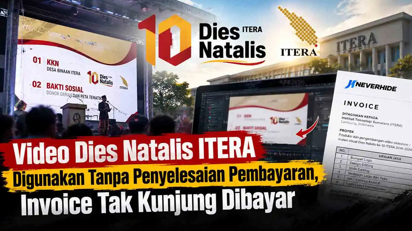 Kreator Video Dies Natalis ke-10 ITERA Tagih Rp 2,5 Juta, Invoice Tak Dibayar Meski Karya Dipakai di Panggung