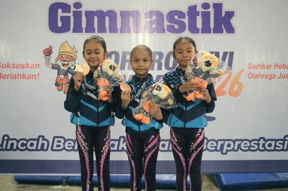 Alesha, Pesenam 6 Tahun Asal Payakumbuh, Bersama Tsafani dan Adiba Sabet Perunggu Aerogym Porprov Sumbar 2026