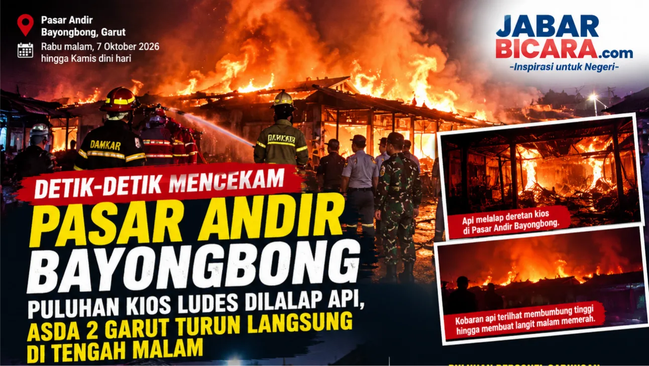 Kebakaran Pasar Andir Bayongbong Garut Hanguskan Puluhan Kios, ASDA II Turun ke Lokasi Dini Hari