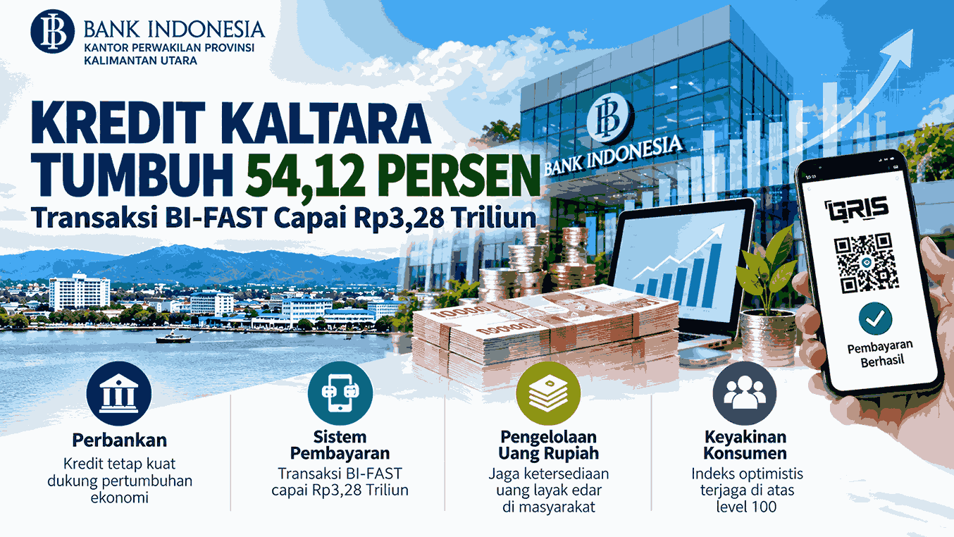 Kredit Perbankan Kaltara Tumbuh 54,12 Persen pada Agustus 2026, Transaksi BI-FAST Sentuh Rp3,28 Triliun