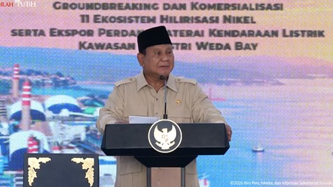 Presiden Prabowo Resmikan 11 Proyek Hilirisasi Rp180 Triliun di Weda Bay Halmahera Tengah, Lepas Ekspor Perdana Baterai EV