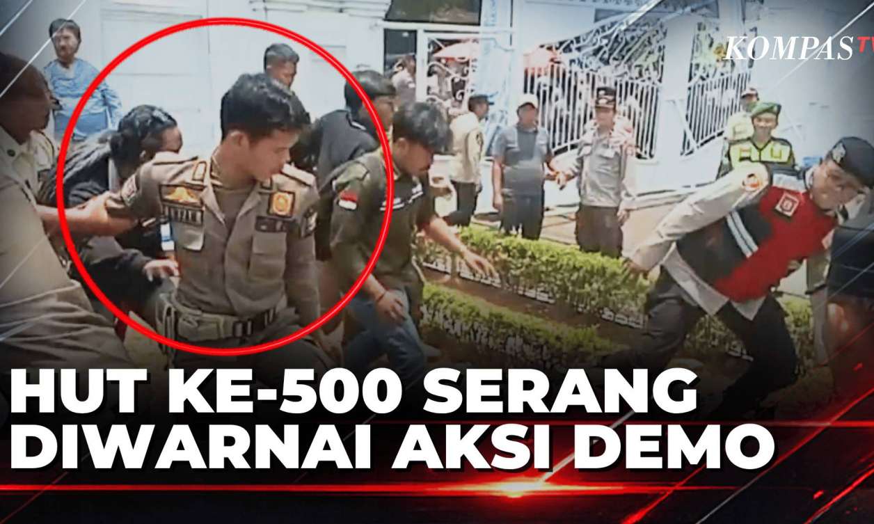 Mahasiswa Desak Bertemu Bupati Serang di HUT ke-500, Aksi Saling Dorong Terjadi di Depan Pendopo