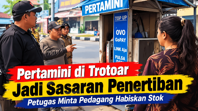 Petugas Datangi Pedagang Pertamini di Kendari, Minta Stok BBM Dihabiskan Sebelum Penertiban Trotoar