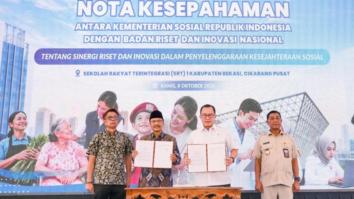 Kemensos-BRIN Teken MoU Sekolah Rakyat, Siswa Dapat Sepatu Riset BRIN