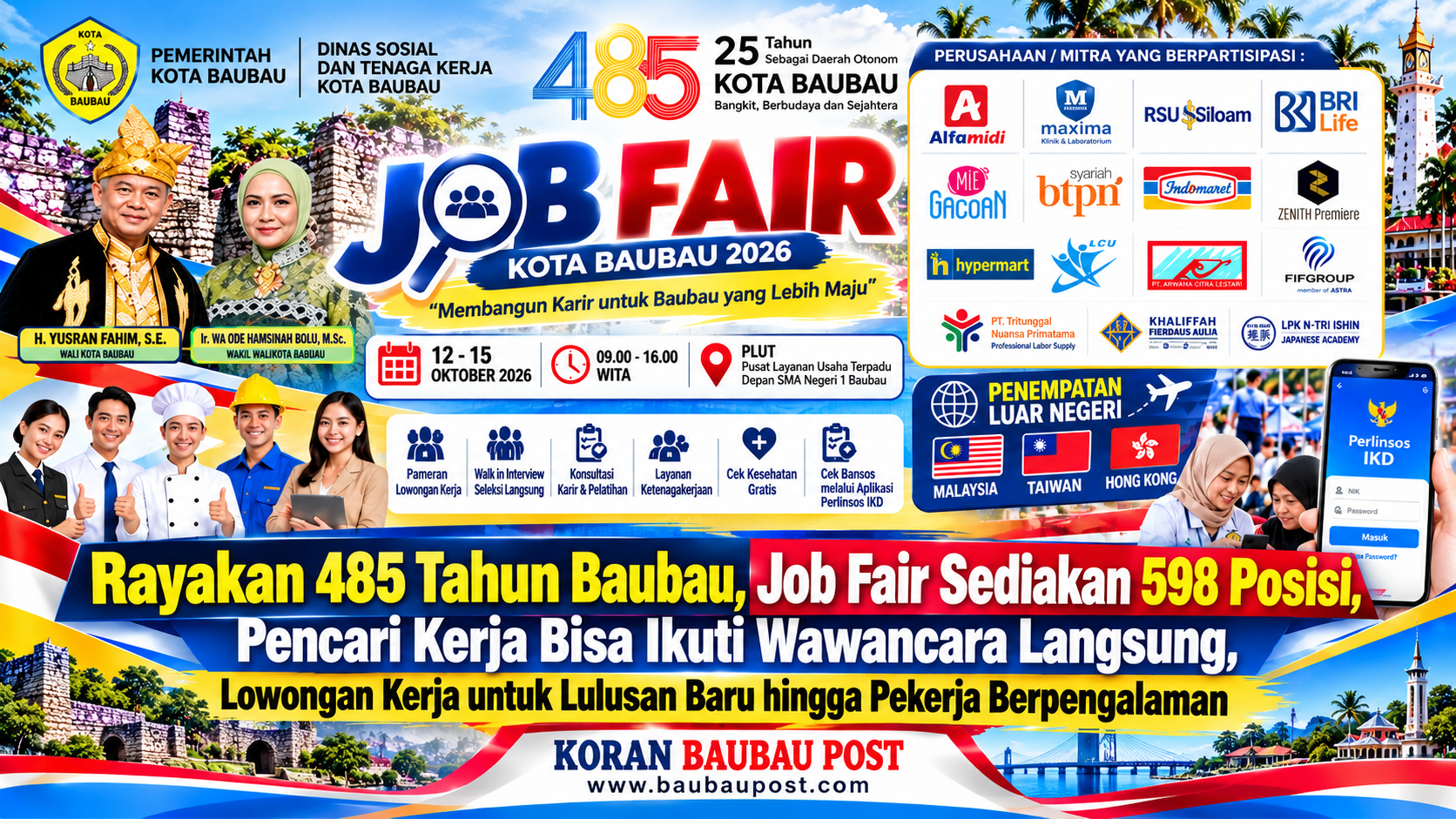 Baubau Job Fair 2026 Digelar 12-15 Oktober, Sediakan 598 Lowongan Kerja