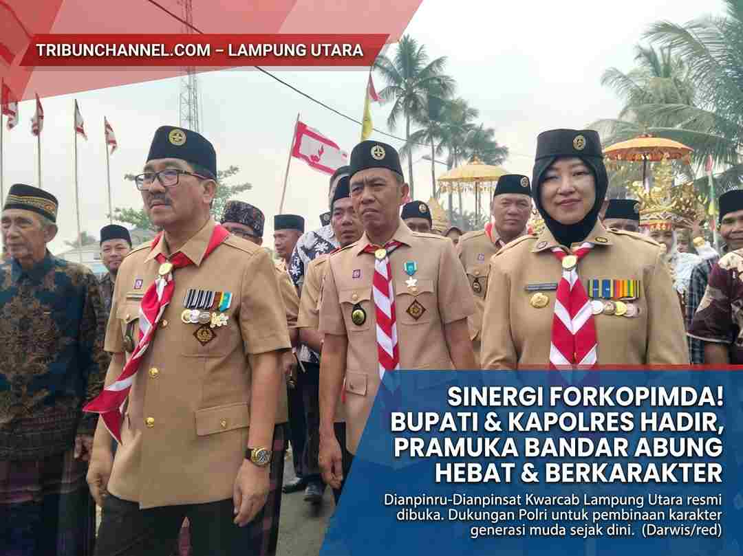 Bupati dan Kapolres Lampung Utara Buka Dianpinru-Dianpinsat di Bandar Abung, Ribuan Pramuka Ikut serta