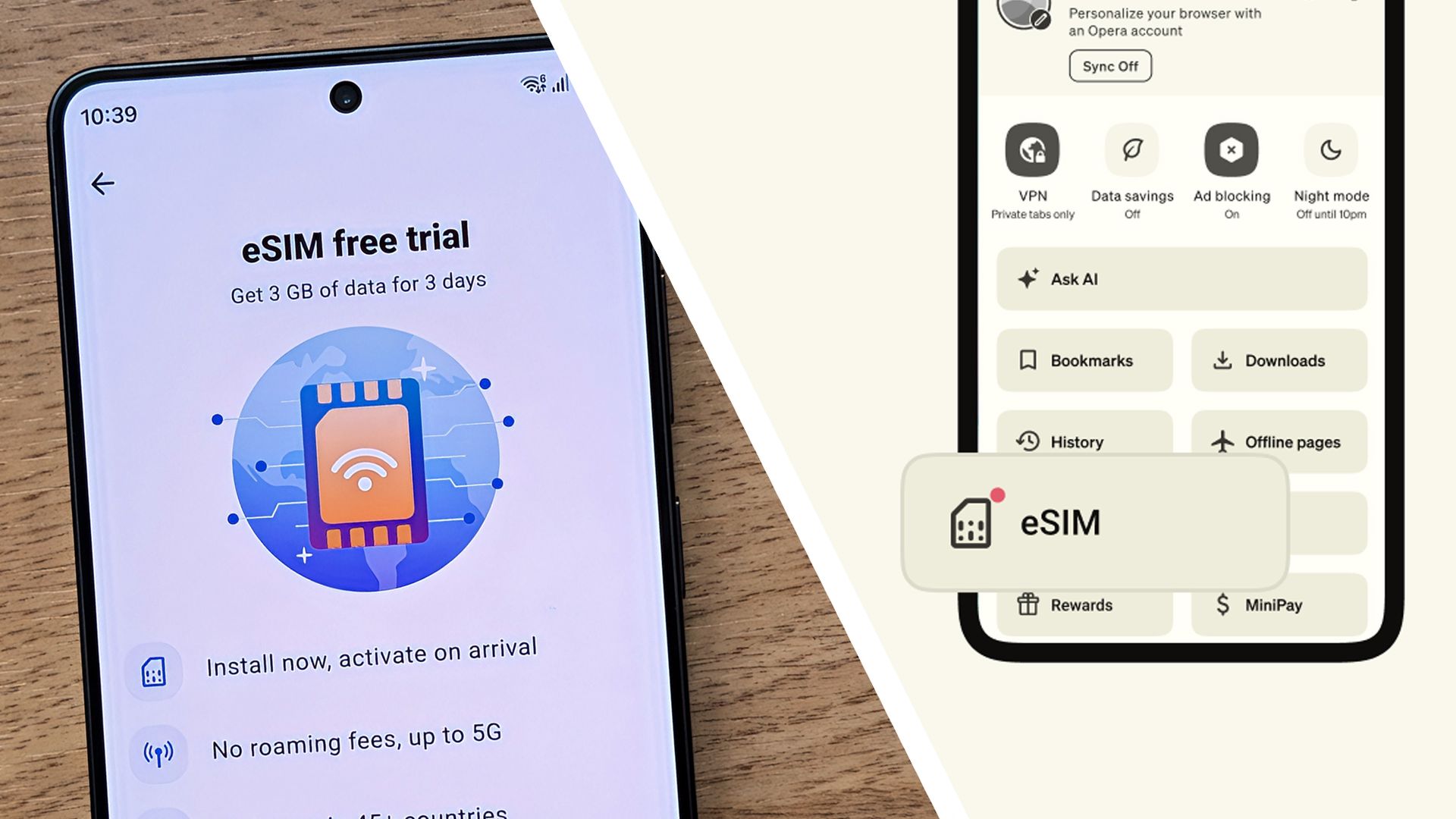 Opera Android Hadirkan eSIM Gratis 3GB untuk Traveling ke 47 Negara