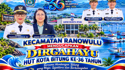 Camat Ranowulu Ucapkan Selamat HUT Kota Bitung ke-36, Harap Bitung Terus Sejahtera di Bawah Hengky-Randito