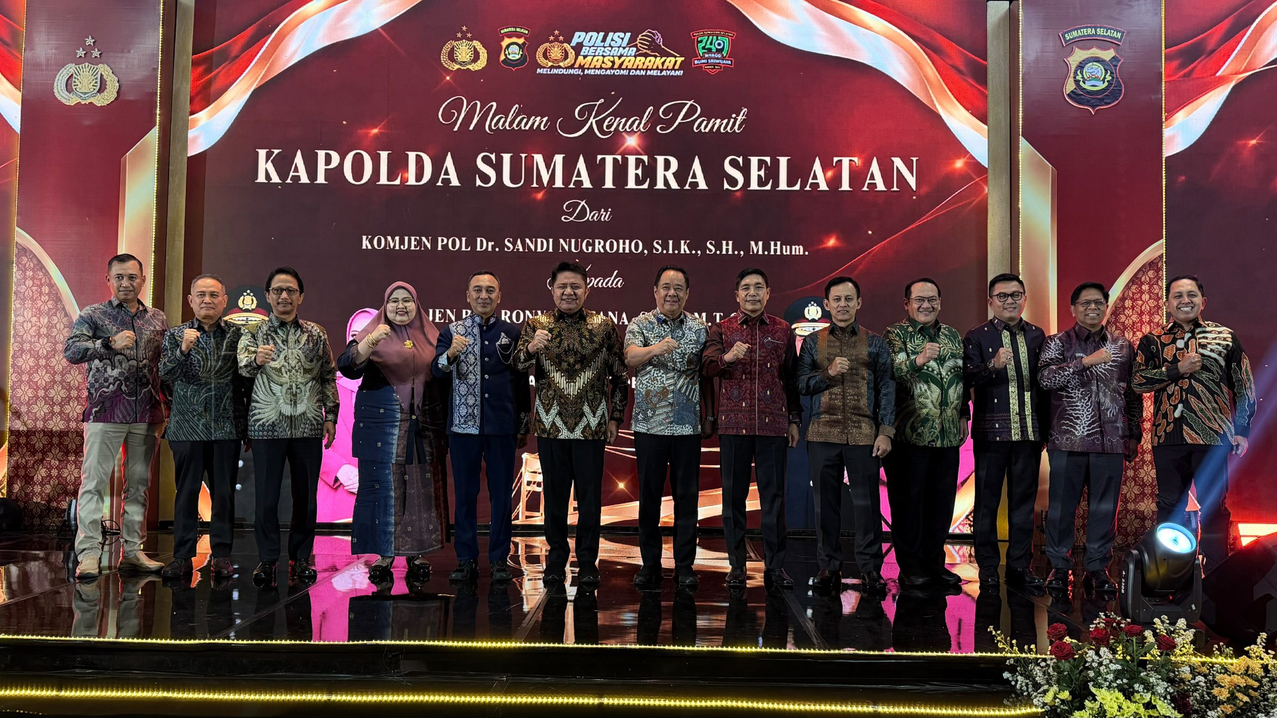 Gubernur Sumsel Herman Deru Hadiri Malam Kenal Pamit Kapolda, Apresiasi 8 Bulan Dedikasi Komjen Pol Sandi Nugroho