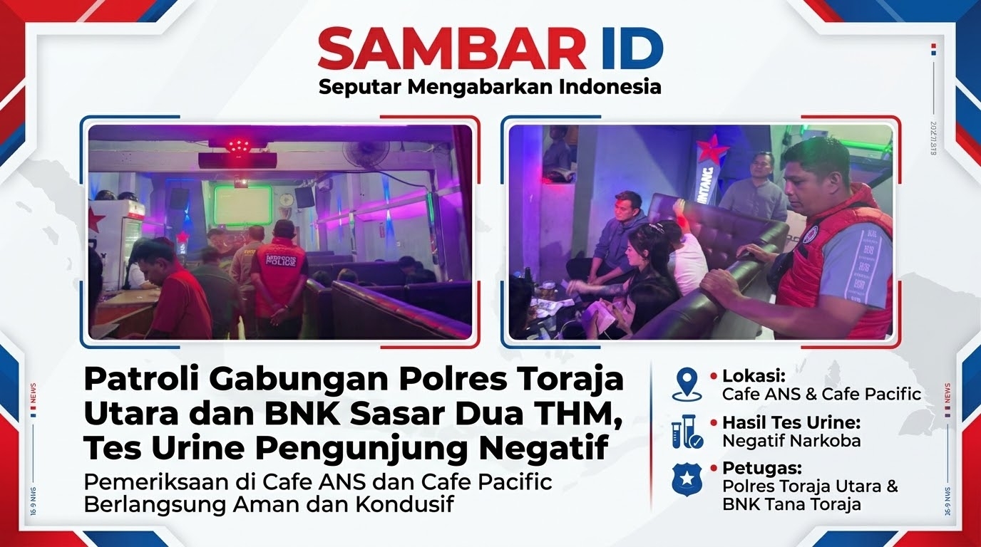 Polres Toraja Utara dan BNK Razia 2 Tempat Hiburan Malam, 16 Personel Diterjunkan dan Tes Urine Pengunjung Negatif