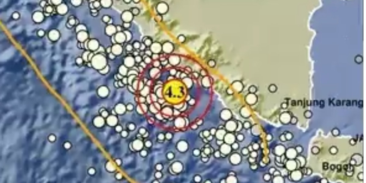 Gempa Dangkal M4,3 Guncang Kaur Bengkulu Dini Hari, Pusat di Laut 52 Km Barat Daya
