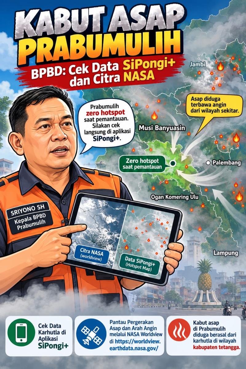 BPBD Prabumulih Ajak Warga Cek SiPongi+ dan NASA Worldview Sebelum Simpulkan Sumber Kabut Asap