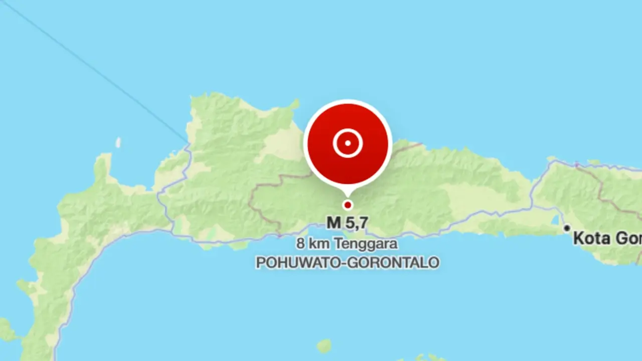 Gempa M 5,7 Guncang Barat Laut Pohuwato Gorontalo, BMKG Catat Kedalaman 76 Km