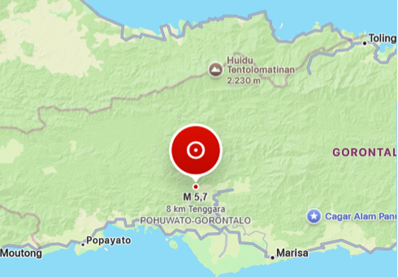 Gempa Darat M 5,7 Guncang Pohuwato, BMKG Sebut Mekanisme Pergerakan Naik