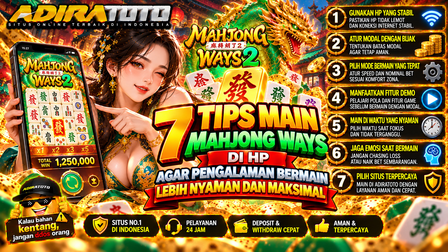 7 Tips Main Mahjong Ways di HP agar Nyaman dan Maksimal