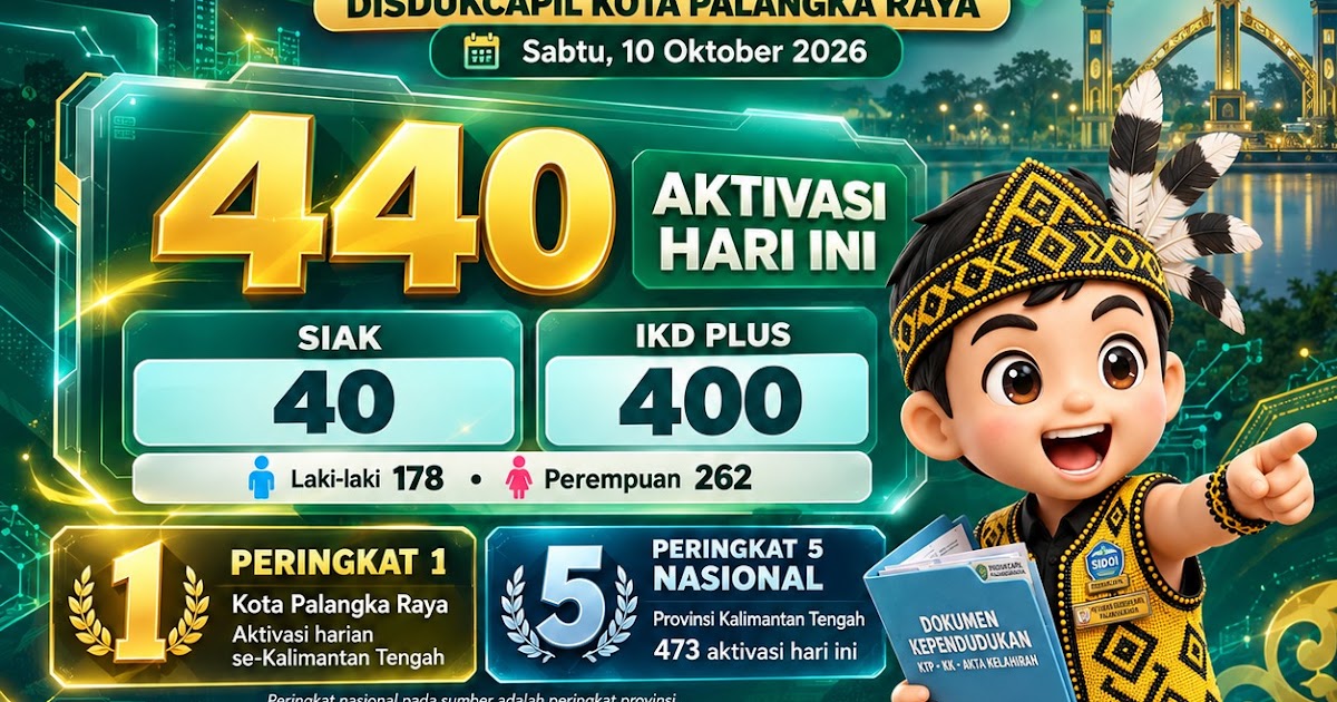 Palangka Raya Puncaki Aktivasi Harian IKD se-Kalteng, Sumbang 440 Akun dan Dorong Provinsi ke Top 5 Nasional