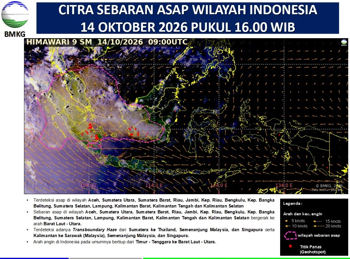Asap Karhutla dari Sumatera dan Kalimantan Masuk Aceh, 10 Kabupaten/Kota Berpotensi Terdampak
