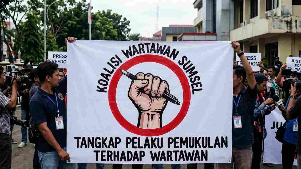 Koalisi Pers Sumsel Gelar Aksi Solidaritas di Fly Over Polda, Desak Ungkap Aktor Intelektual Kekerasan 2 Jurnalis