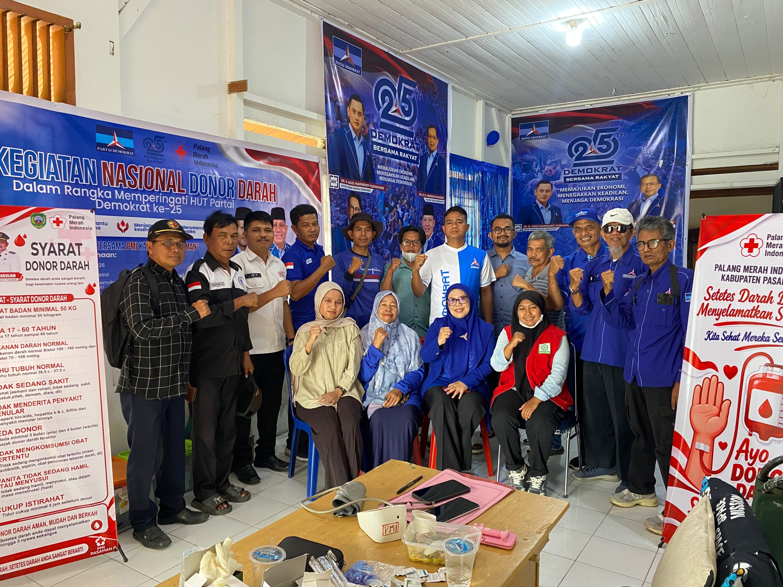 DPC Demokrat Pasaman Gelar Donor Darah HUT ke-25, Sabar AS Sebut Momentum Pengabdian Warga