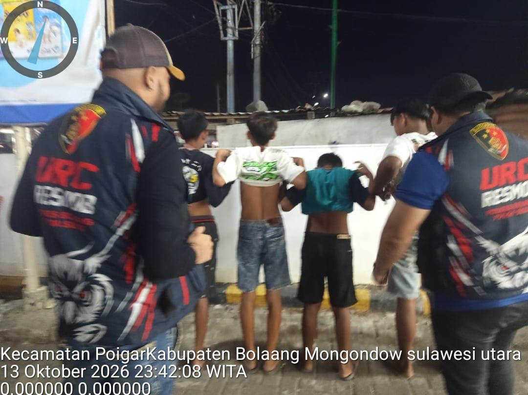 Tim URC Resmob Bolmong Patroli KRYD di Poigar, 3 Personel Jaga Wilayah Rawan Malam