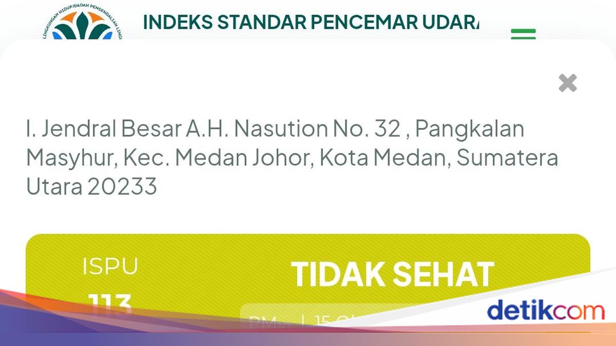 Kualitas Udara Medan Kembali Tidak Sehat, ISPU di Dua Titik Pemantauan Tembus 117