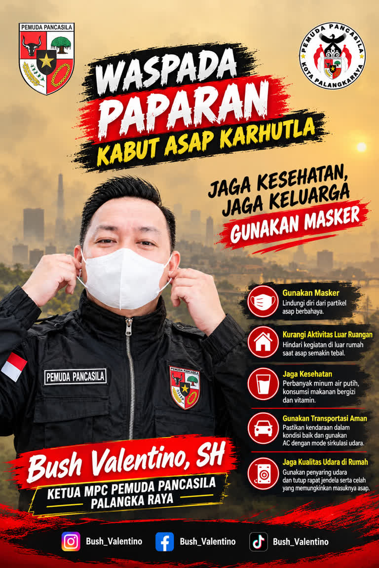 Ketua MPC PP Palangka Raya Imbau Warga Kurangi Aktivitas Luar Rumah, ISPU Sempat Tembus 4.055 akibat Kabut Asap Karhutla