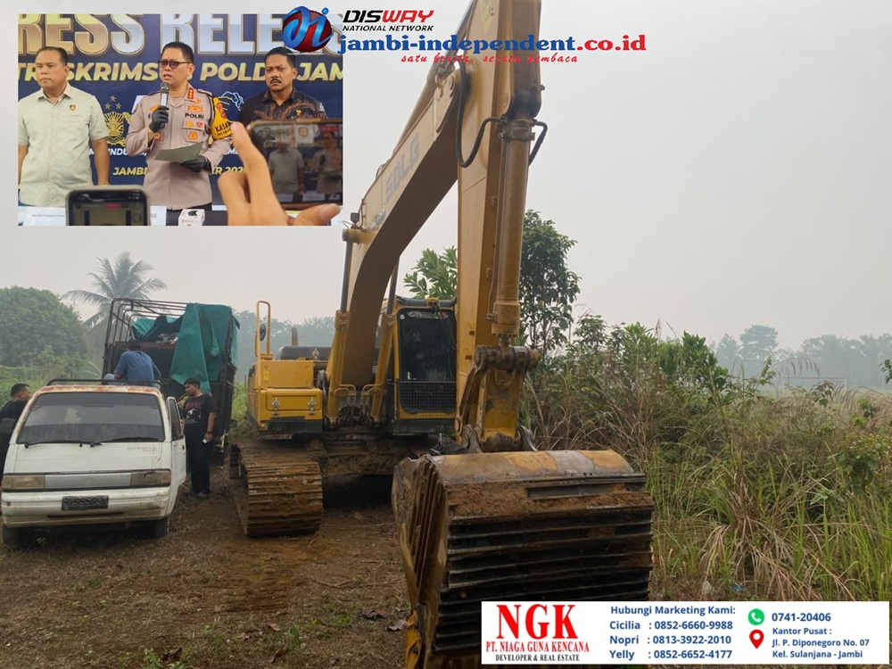 Polda Jambi Gerebek PETI di Desa Batu Kerbau Bungo, 4 Pekerja Diamankan dan 2 Excavator Disita