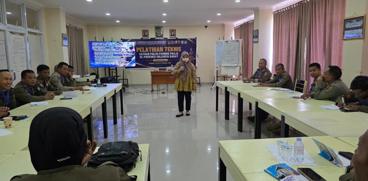 Pelatihan Teknis Satpol PP Sulbar Hari Keempat, 40 Personel Pelajari Analisis Potensi Gangguan Trantibum