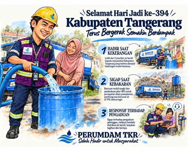 PERUMDAM TKR Kabupaten Tangerang Salurkan Sejuta Liter Air Bersih ke Warga Terdampak Kekeringan