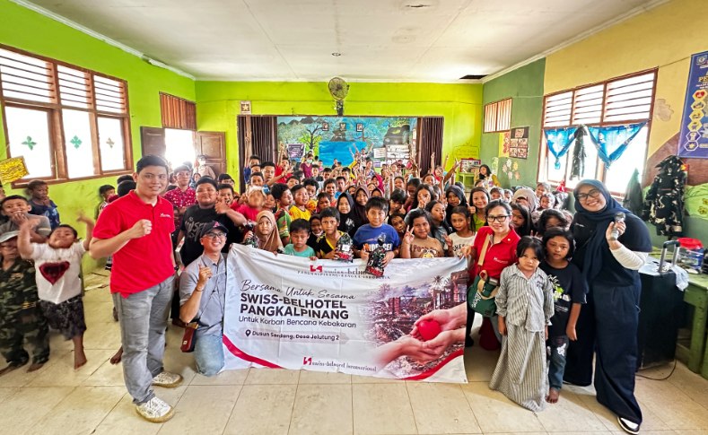 Swiss-Belhotel Pangkalpinang Hibur Anak Korban Kebakaran di Bangka Selatan, Bagi Mainan dan Makanan Ringan