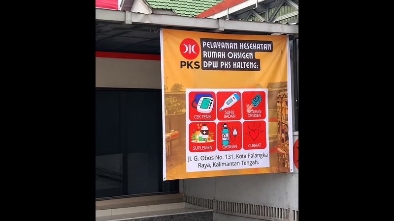 DPW PKS Kalteng Ubah Kantor Jadi Rumah Pelayanan, Sediakan Oksigen Gratis hingga Rumah Aman Asap