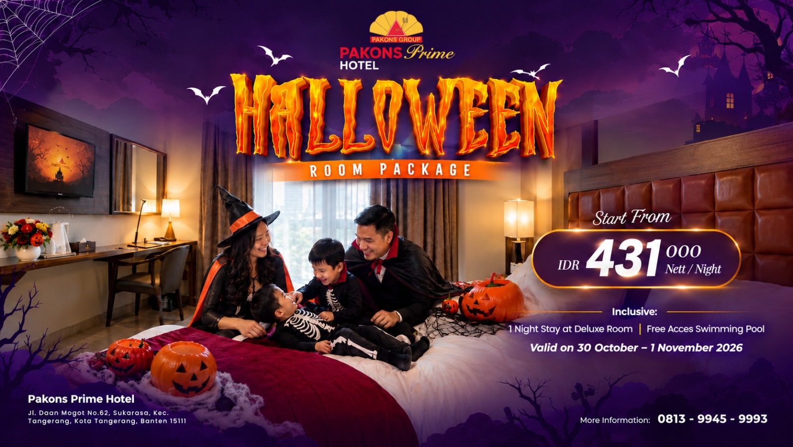 Pakons Prime Hotel Tangerang Rilis 2 Paket Menginap Oktober 2026, Tarif Mulai Rp 431.000 per Malam