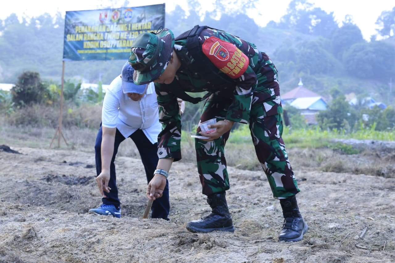 Kodim 0907/Tarakan Tanam Jagung di Lahan 1 Hektare Lewat TMMD ke-130, Dukung Ketahanan Pangan