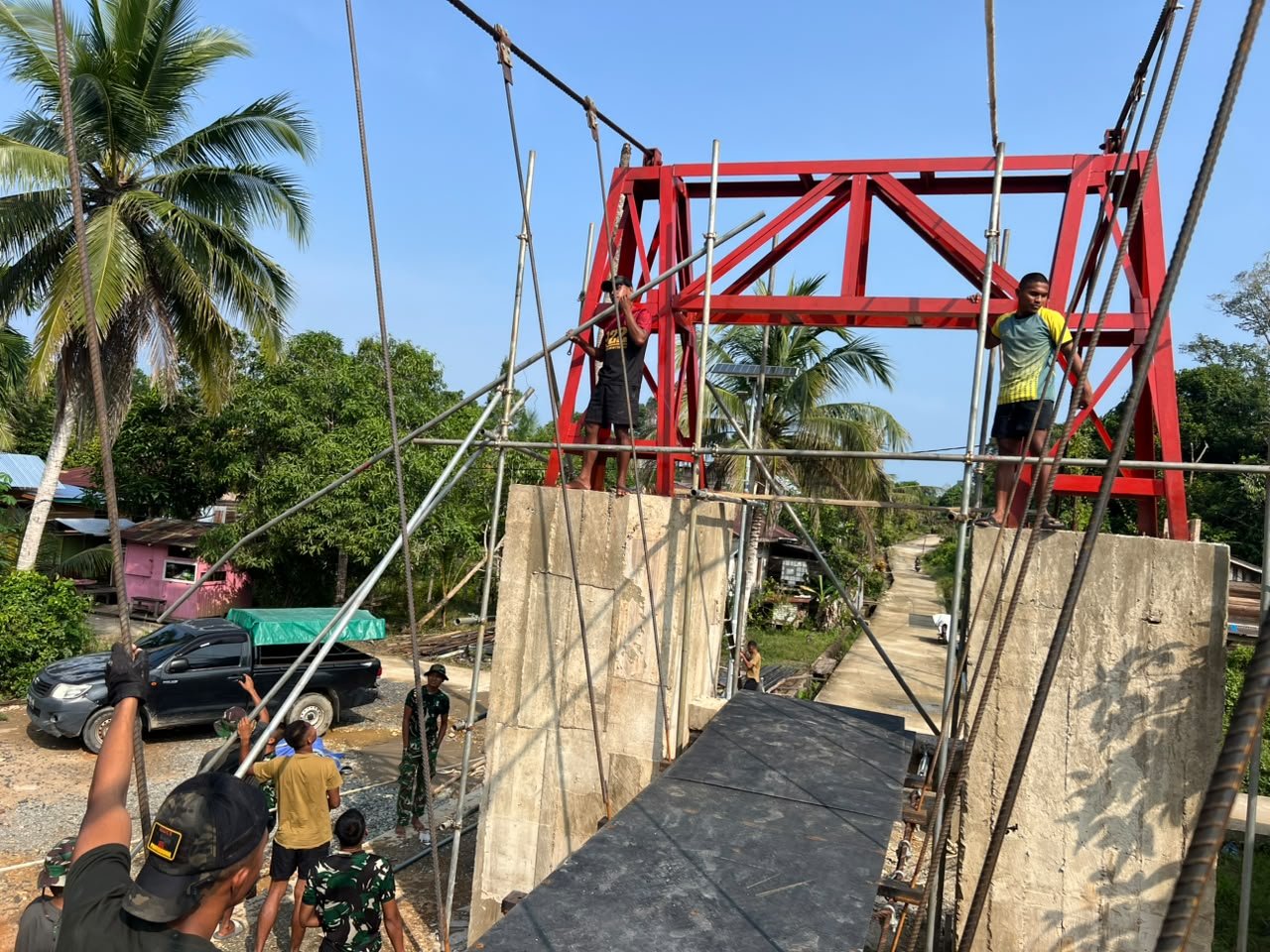 Jembatan Perintis Garuda di Buong Baru Tana Tidung Nyaris Rampung, Akses Warga Desa Segera Terbuka