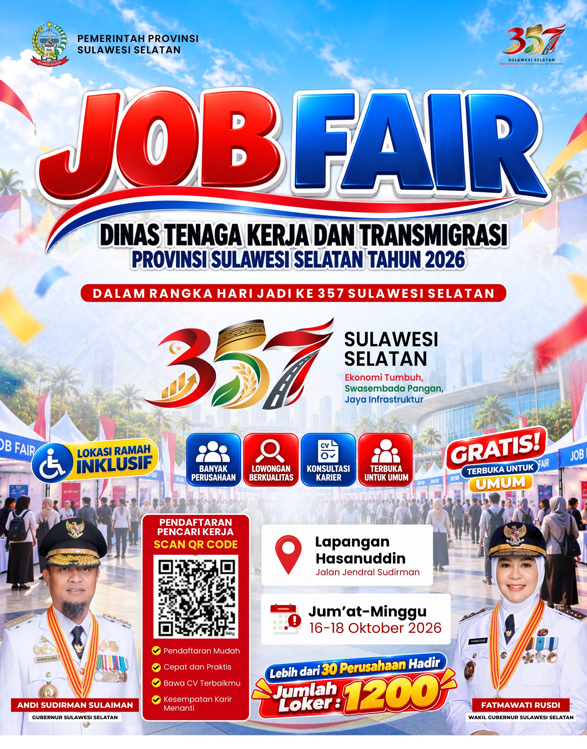 Job Fair Sulsel 2026 Buka 1.230 Lowongan dari 30 Perusahaan di Makassar