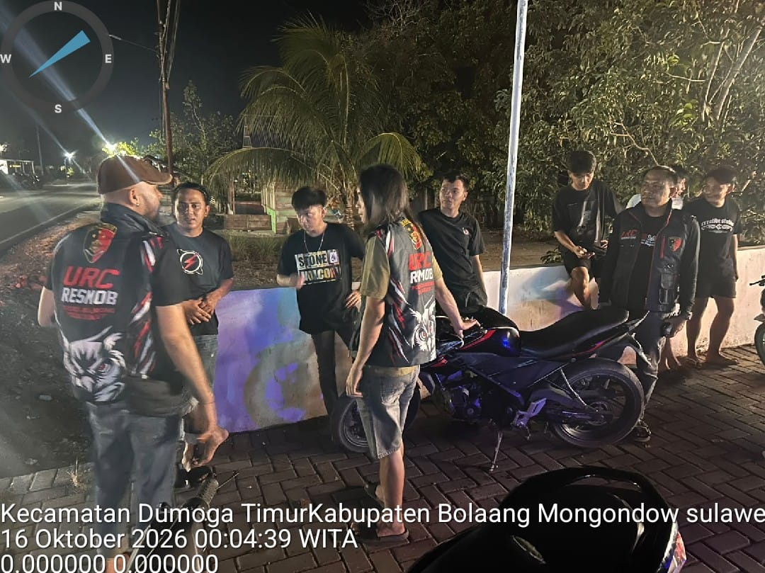Patroli URC Resmob Polres Bolmong Sisir Dumoga Timur, 6 Personel Jaga Jam Rawan Malam